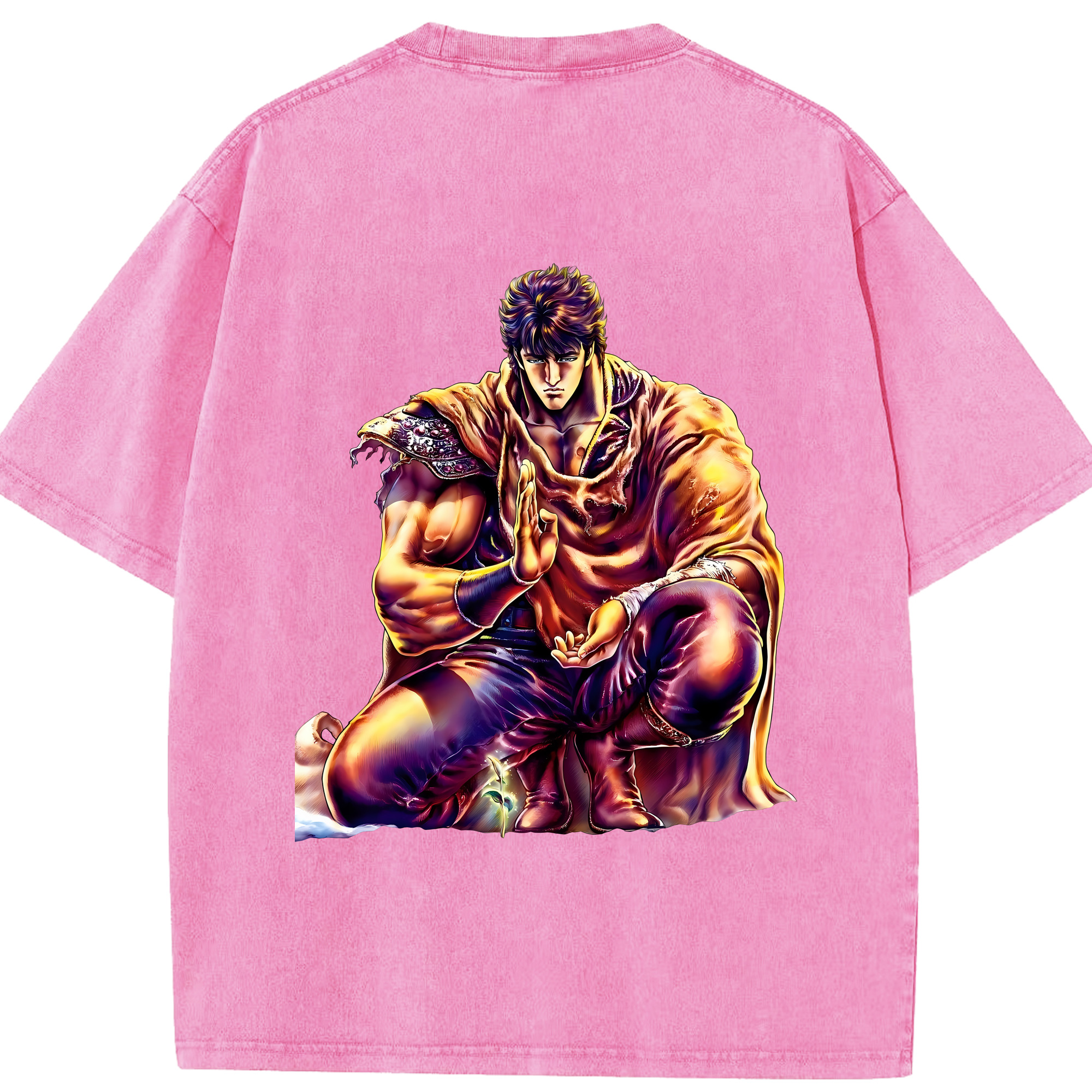 （画像用） 北斗の拳 Fist of the North Star 綿100% ヴィンテージ風 半袖Tシャツ（背面プリント）